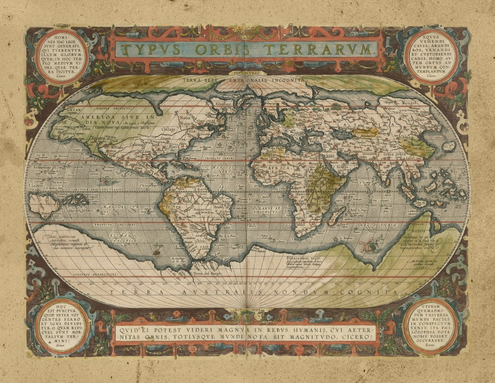 Embellished Antique World Map