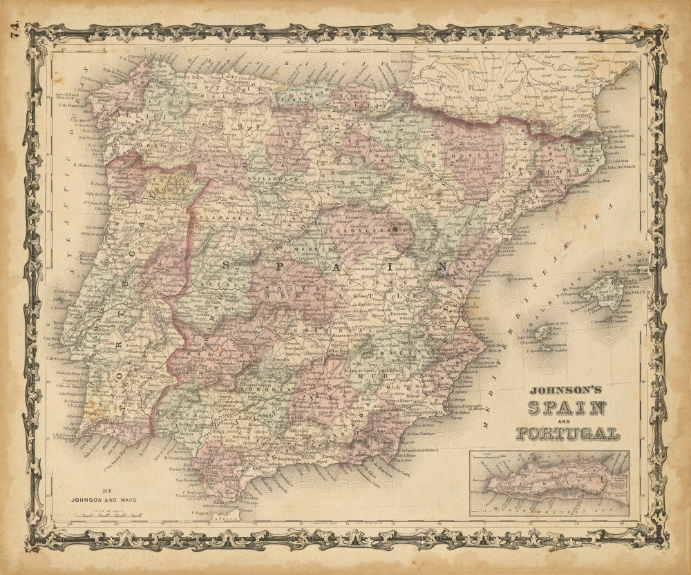 Johnson's Map of Spain & Portugal