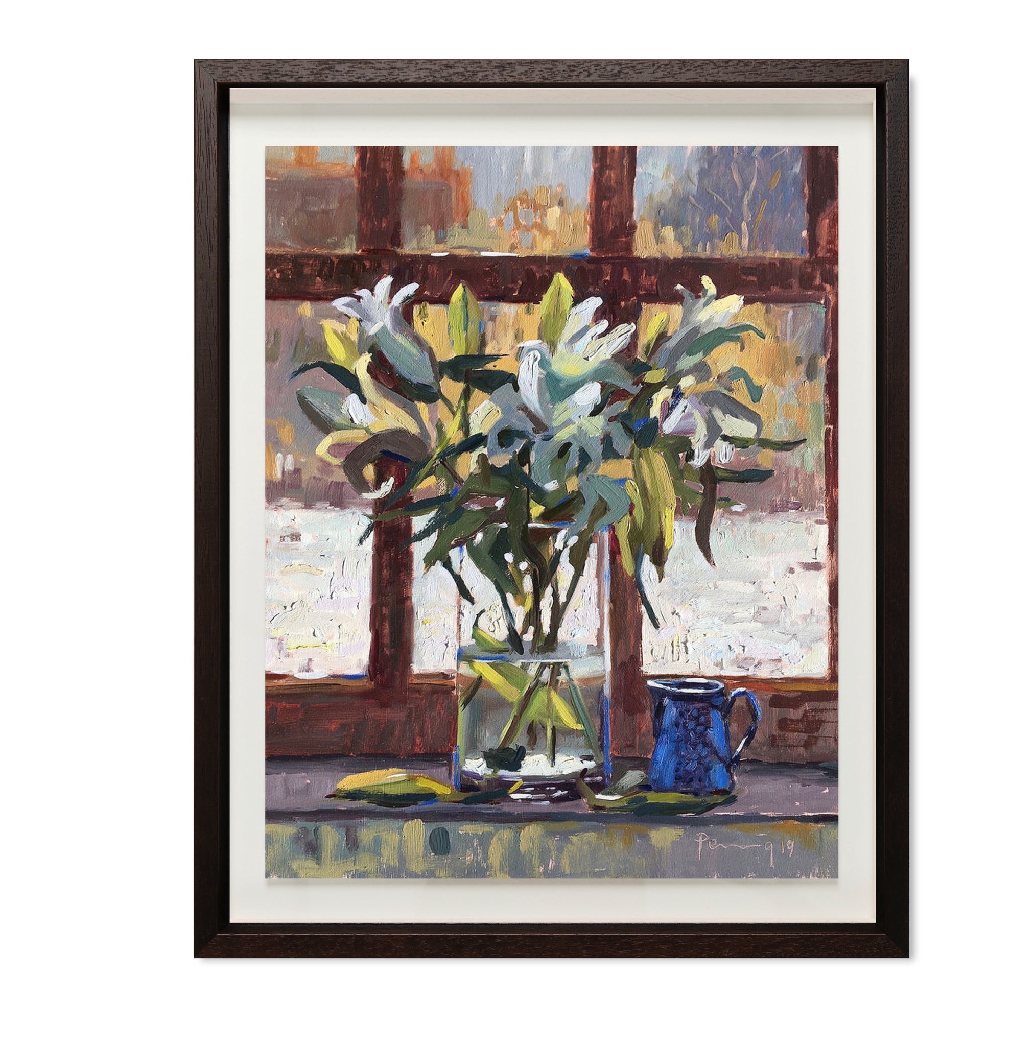 Lilies In The Window With Snow