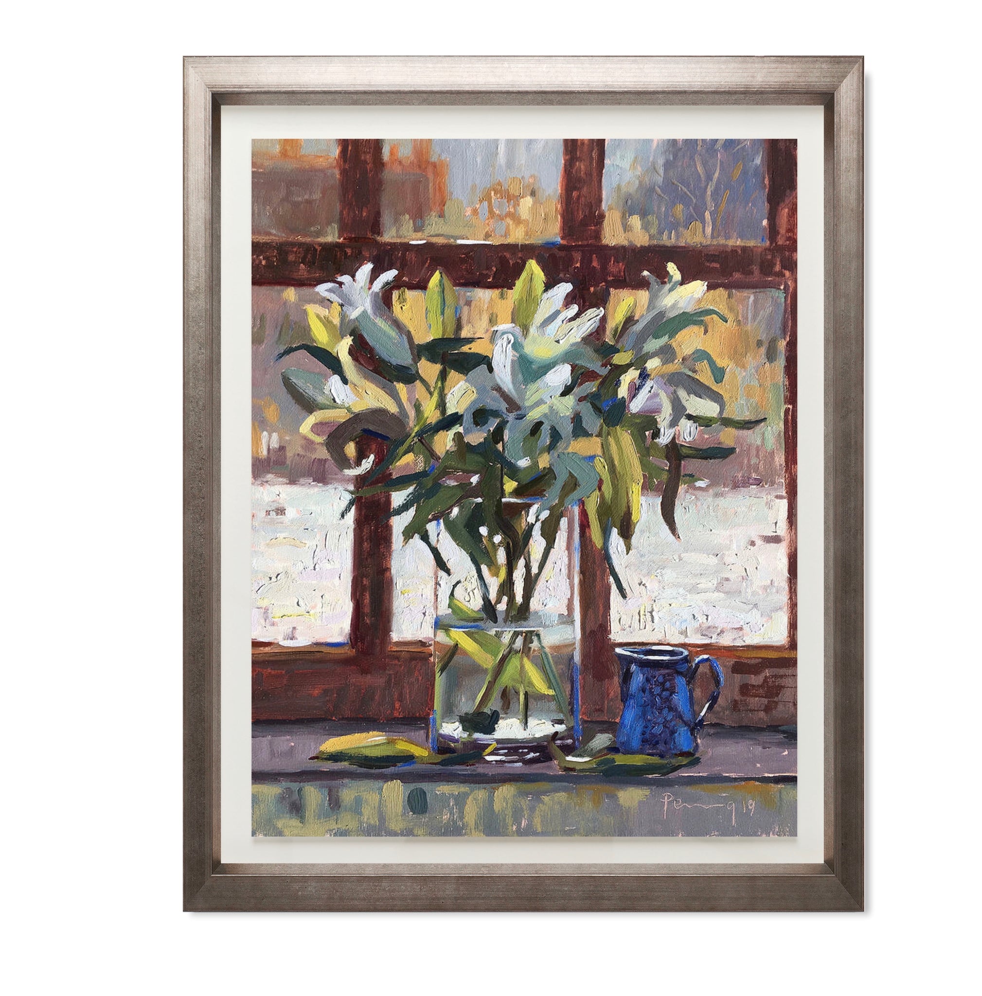 Lilies In The Window With Snow